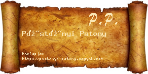 Pöstényi Patony névjegykártya